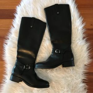 Chelsea and Violet Tall black leather riding boots style-Gabby